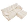 Modern Fabric 2 Seater Sofa With Ottoman Minimalist Design - White