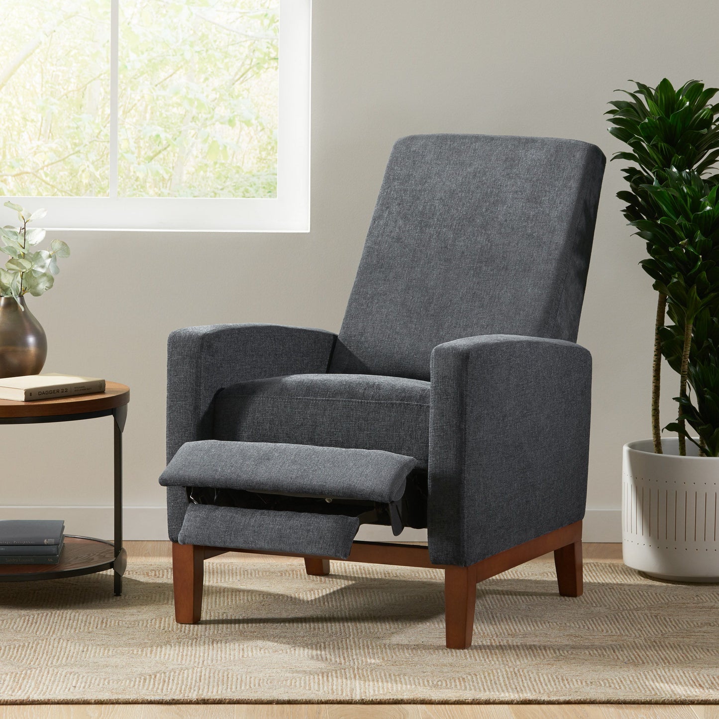 Wide Hand Manual Club Recliner - Charcoal