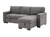 Estelle - Reversible Sleeper Sectional With Storage Chaise Drop-Down Table 2 Cup Holders And 2 USB Ports - Dark Gray