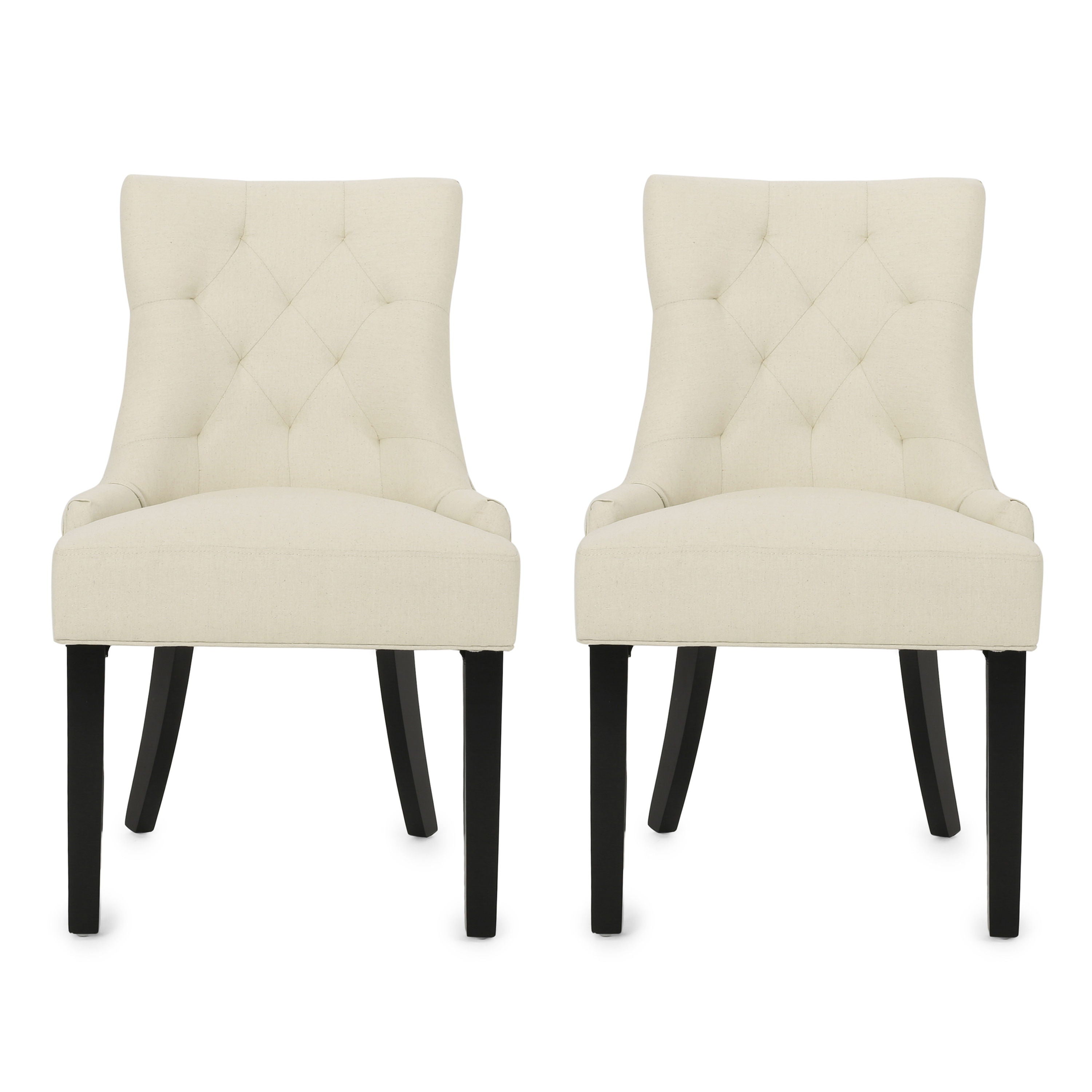 Cheney - Contemporary Dining Chair (Set of 2) Tufted Fabric Upholstery - Beige