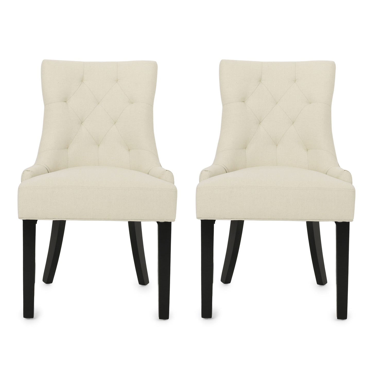 Cheney - Contemporary Dining Chair (Set of 2) Tufted Fabric Upholstery - Beige