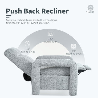 Push Back Recliner Armchair Upholstered Single Sofa With Adjustable Backrest For Living Room - Light Gray