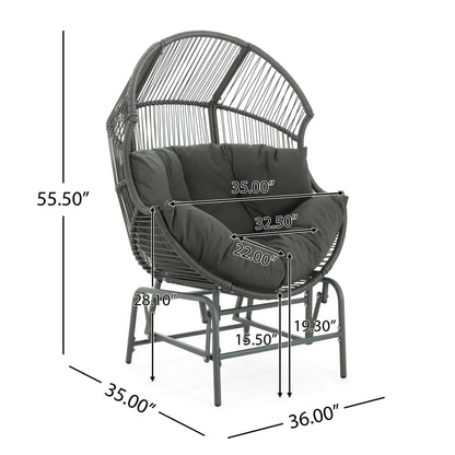 Palos - Outdoor Wicker Glider Chair - Dark Gray