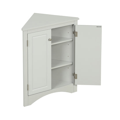 Triangle Bathroom Storage Cabinet With Adjustable Shelves, Freestanding Floor Cabinet For Home Kitchen - Gray