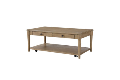 Cocktail Table With Two Storage Drawers And Casters - Sand