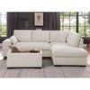 Joshua - Woven Fabric Sectional Sofa With Right Facing Chaise and Console Ottoman - Beige