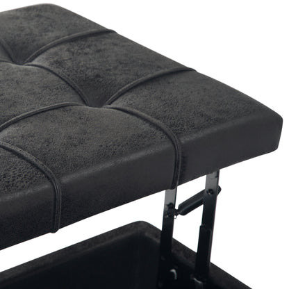 Harrison - Coffee Table Storage Ottoman - Distressed Black
