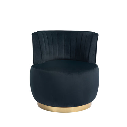 Coolmore - Swivel Barrel Chair, 360 Degree Round Armchair With Fluffy Velvet Upholstery For Living Room, Bedroom, Office - Black