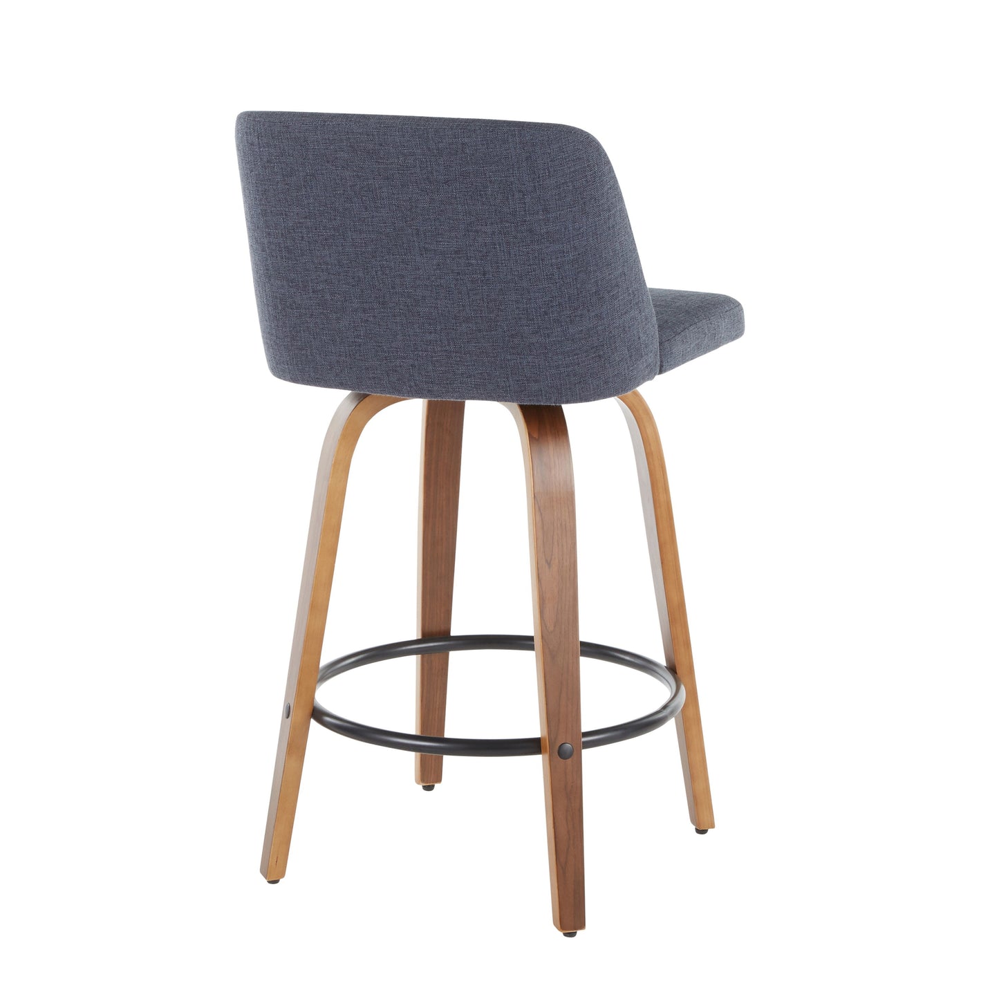 Toriano - Mid-Century Modern, Counter Stool (Set of 2) - Blue / Walnut