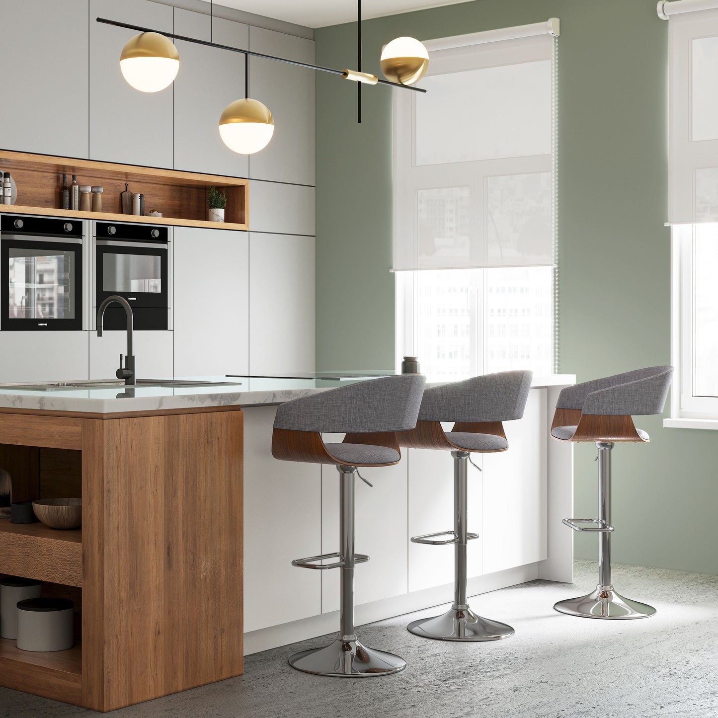 Lowell - Adjustable Swivel Bar Stool - Light Gray