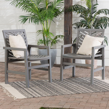 Modern 2 Piece Chevron Patio Chairs - Gray Wash