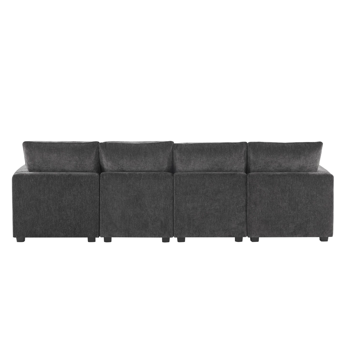 Modern U-Shape Modular Sofa, 6 Seat Chenille Sectional Couch Set With 2 Pillows Included, Freely Combinable Indoor Funiture - Black / Gray