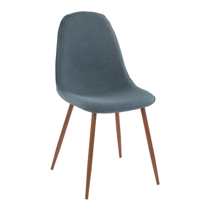 Folia Pebble - 7 Piece Mid-Century Modern Dining Set - Walnut / Blue