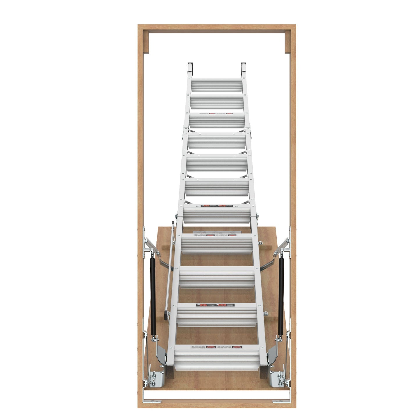 Aluminum Attic Ladder 350-Pound Capacity 22 1 / 2" x 54" Opening 7-10' Ceiling - Metallic Gray