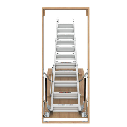 Aluminum Attic Ladder 350-Pound Capacity 22 1 / 2" x 54" Opening 7-10' Ceiling - Metallic Gray
