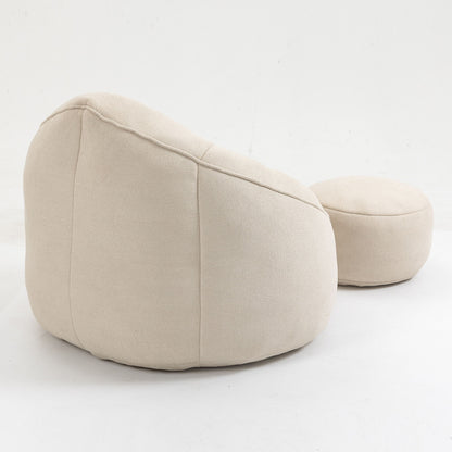 Bedding Bean Bag Sofa Chair High Pressure Foam Bean Bag Chair Adult Material With Padded Foam Padding Compressed Bean Bag With Footrest - Beige