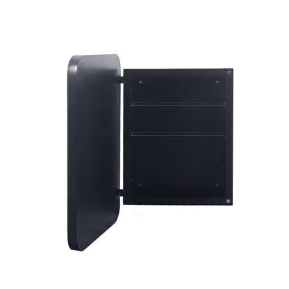 Recessed Metal Framed Medicine Cabinet With Mirror And Adjustable Shelves Wall Mirror With Storage For Bathroom - Black