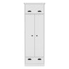 Dresser Closet With Upper Storage Covered With 1 Door, 2 Central Shelves, 1 Tube For Hanging Clothes Covered By 2 Doors, 1 Drawer At The Bottom - White