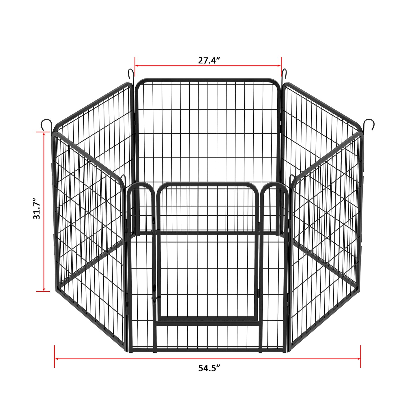 53.94" 6 Panels Heavy Duty Metal Playpen With Door, Dog Fence Pet Exercise Pen For Outdoor, Indoor - Black