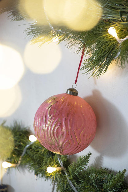 Christmas Ball Ornaments, Glass Decorative Hanging Ball Christmas Tree Ornaments For Holiday Party Decorations (Set of 4) - Red