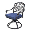 Patio Outdoor Aluminum Dining Swivel Rocker Chairs With Cushion (Set of 2) - Navy Blue