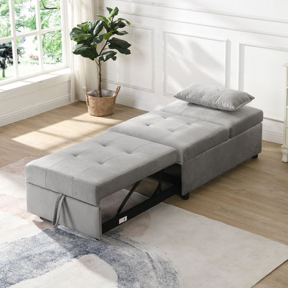 Stylish Folding Ottoman Sofa Bed With Multifunctional Design - Gray