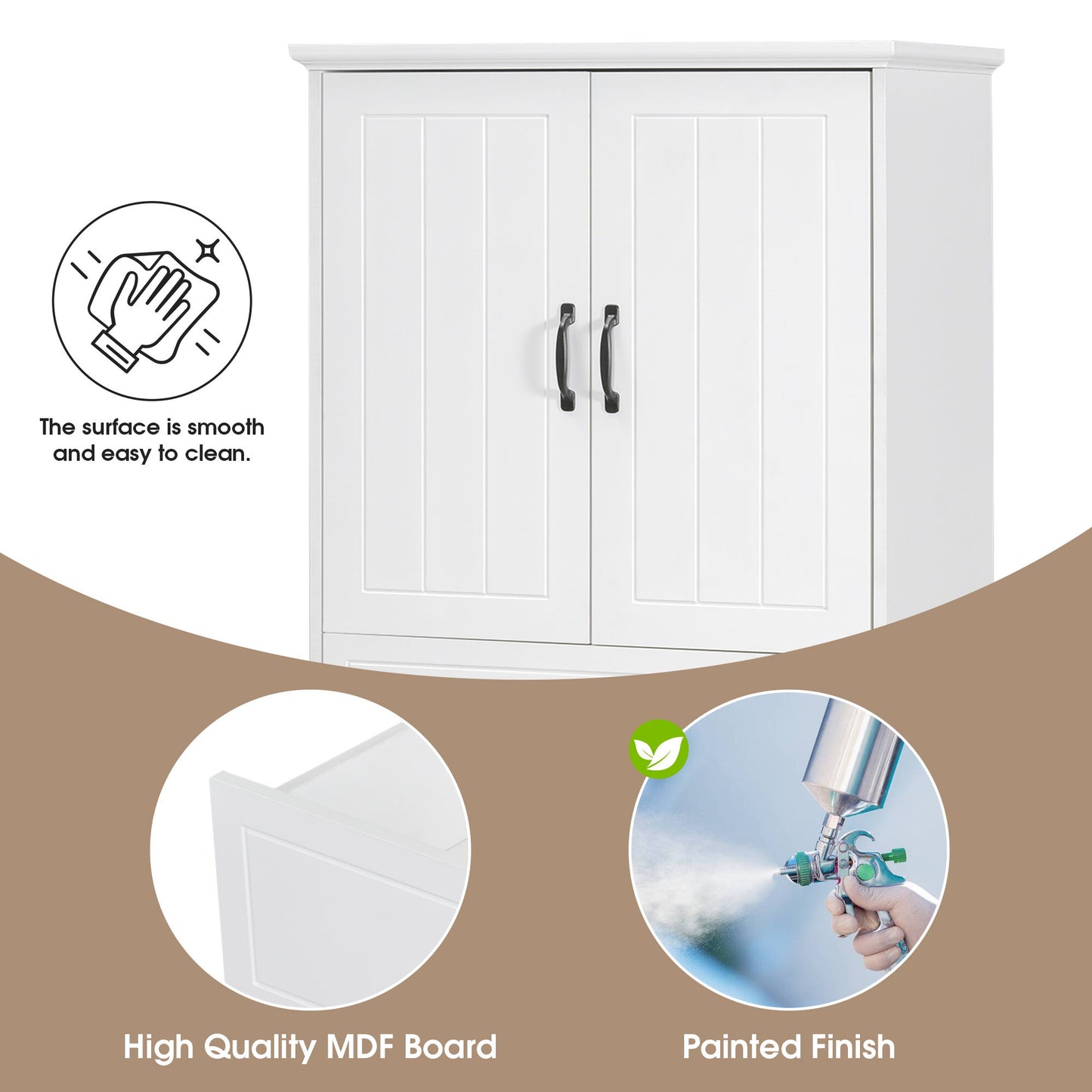 Modern Bathroom Storage Cabinet With 2 Laundry Baskets, 1 Drawer, Adjustable Shelf - White