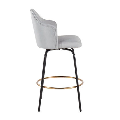 Ahoy - Contemporary Fixed Height Counter Stool Round Footrest (Set of 2) - Light Gray / Black