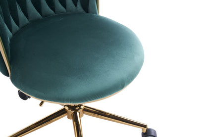 Office Desk Chair, Upholstered Home Office Desk Chairs With Adjustable Swivel Wheels, Ergonomic Office Chair For Living Room, Bedroom, Office, Vanity Study - Emerald