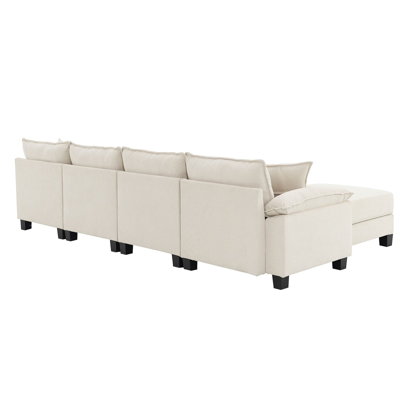 Wide Seat Modular Sectional Bed Sleeper Couch Set With Armrest Pillow 6 Seat, Free Combination Sofa With Ottomans Oversized - Beige