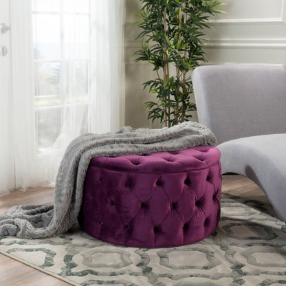 Modern Glam Ottoman Velvet - Fuchsia