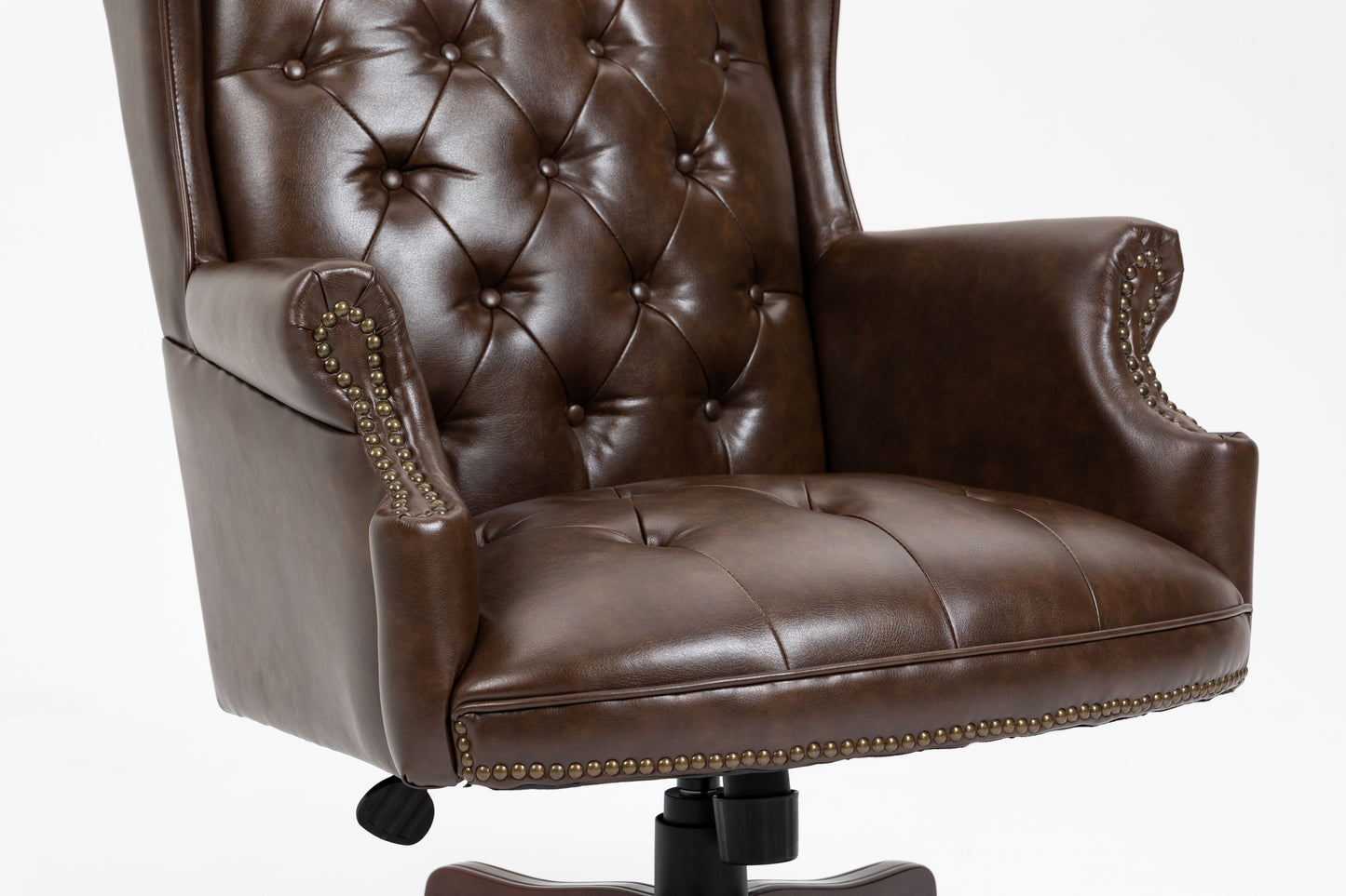 Executive Office Chair, High Back Reclining Comfortable Desk Chair With Smooth Glide Caster Wheels - Brown