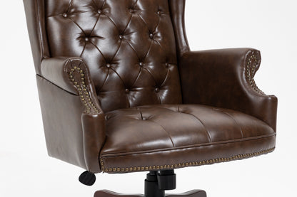 Executive Office Chair, High Back Reclining Comfortable Desk Chair With Smooth Glide Caster Wheels - Brown