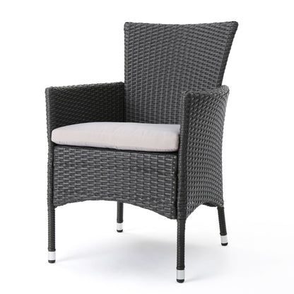 Dimensional Outdoor Dining Chair With Cushion Seat And Iron Frame (Set of 2) - Gray