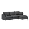 Sectional Sofa With Ottoman L Shaped Cloud Couch Set With Throw Pillows, Free Combination 4 Seat Modular Upholstered - Gray