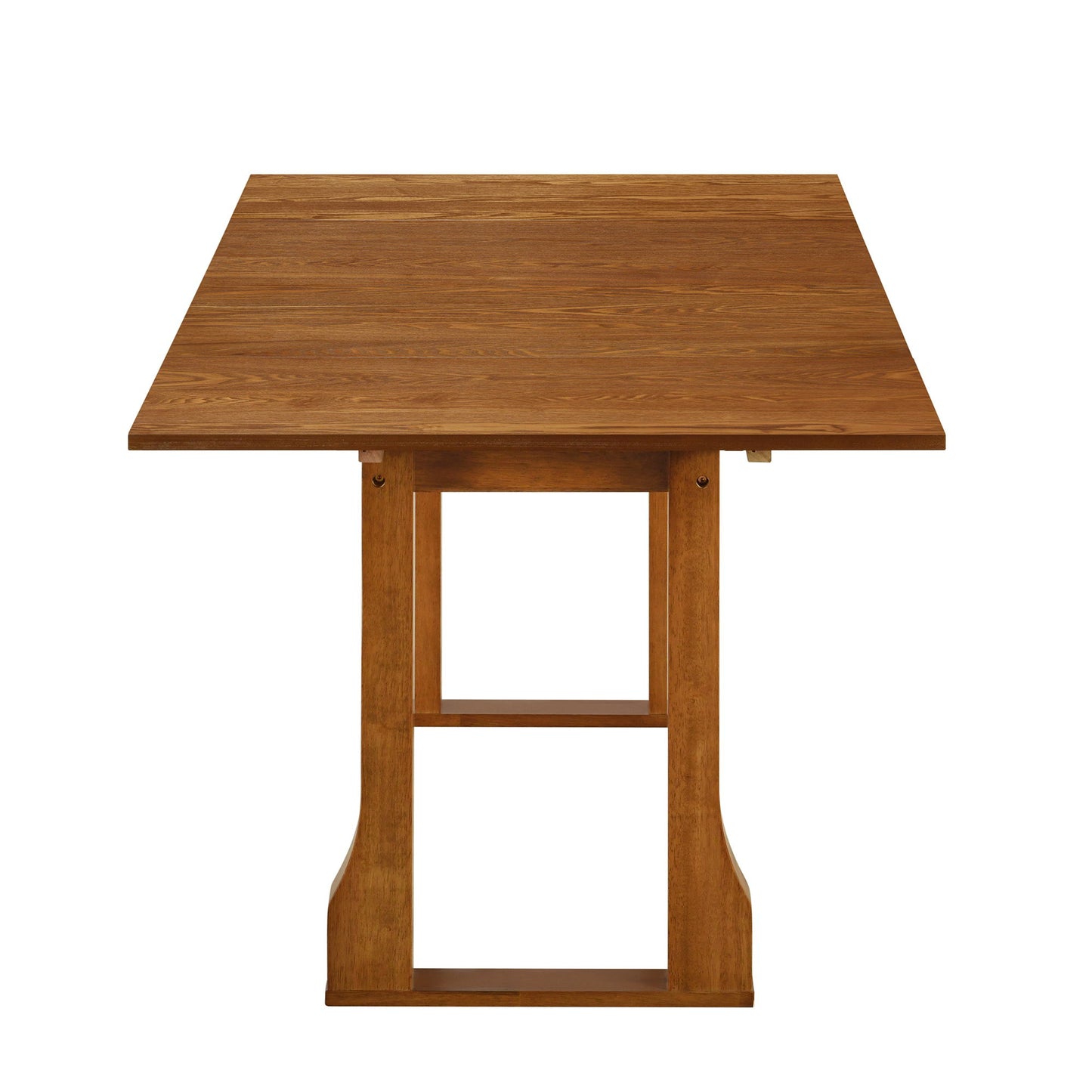 Modern 6 Piece Extendable Dining Table Set With 4 Wicker Back Upholstered Dining Chairs And Long Bench, 2 Removable Leaf - Walnut