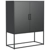 Heavy Duty Metal Buffet Sideboard Modern Steel Storage Cabinet With 2 Shelves, Free Standing Accent Cabinet With Magnetic Doors For Bedroom, Kitchen, And Home Office, Anti-Tip Design - Black