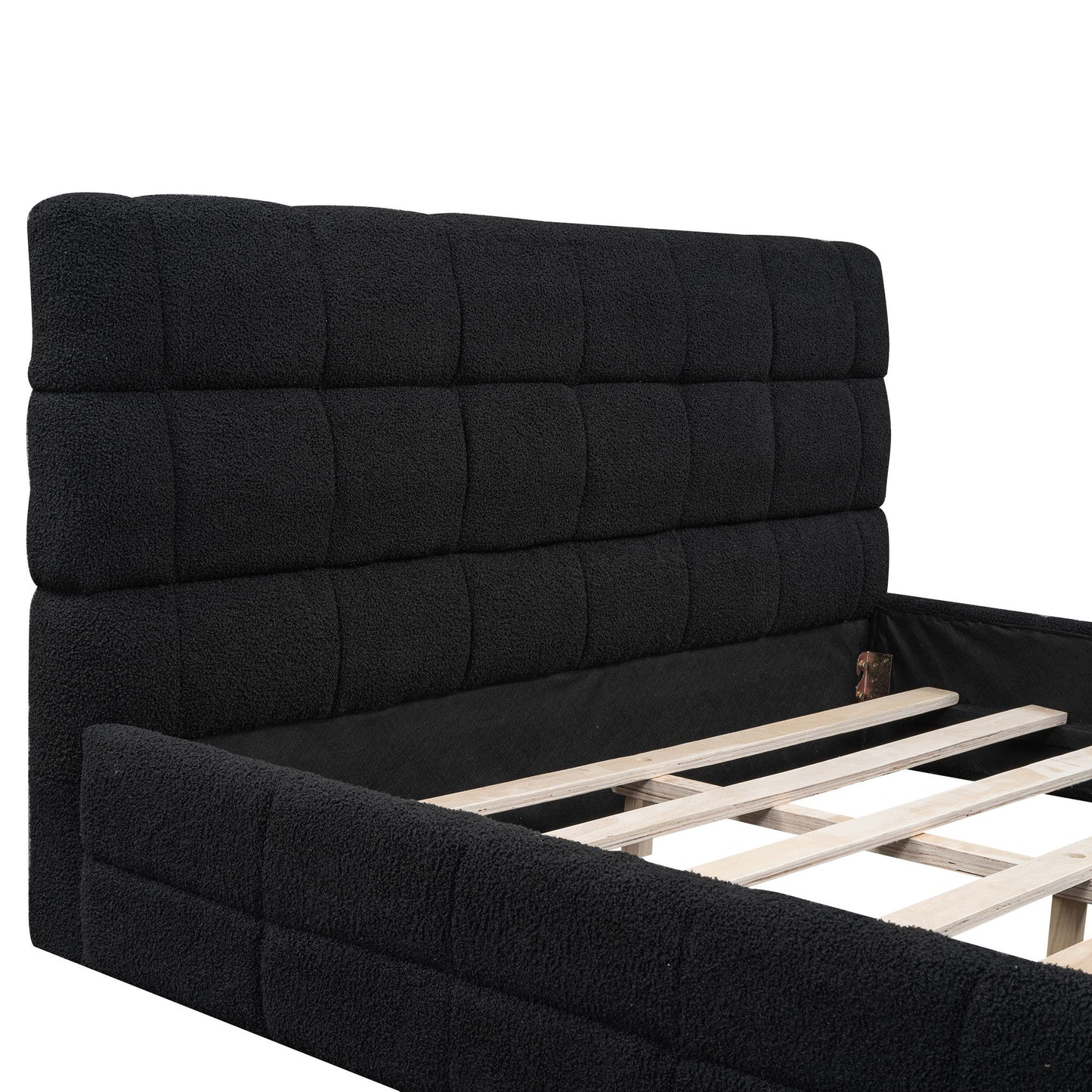 Queen Size Upholstered Platform Bed - Black