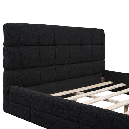 Queen Size Upholstered Platform Bed - Black