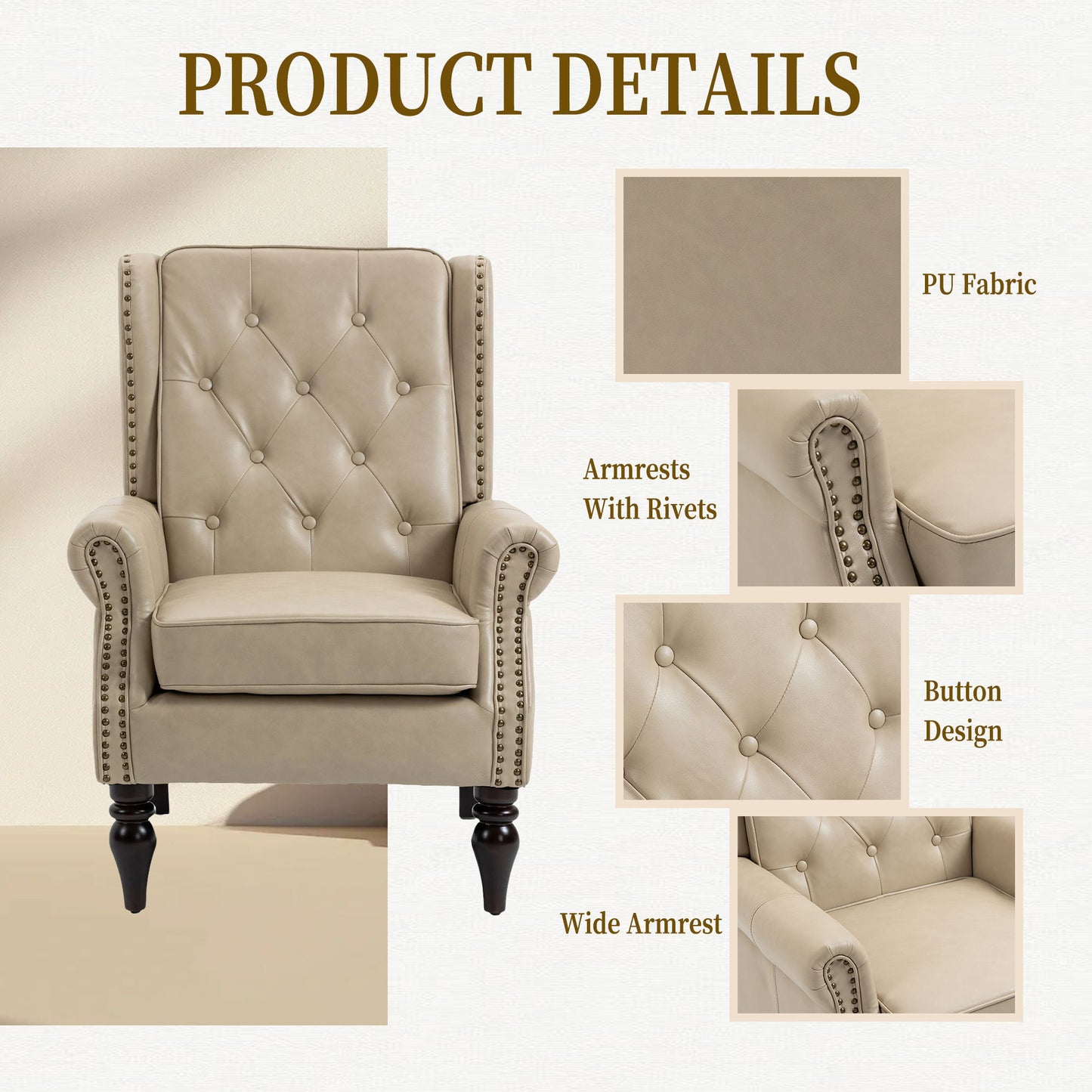 Modern Accent Chair Lounge Chair With Sturdy Wood Legs - Camel