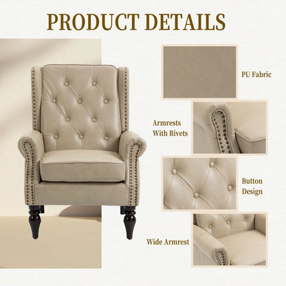 Modern Accent Chair Lounge Chair With Sturdy Wood Legs - Camel