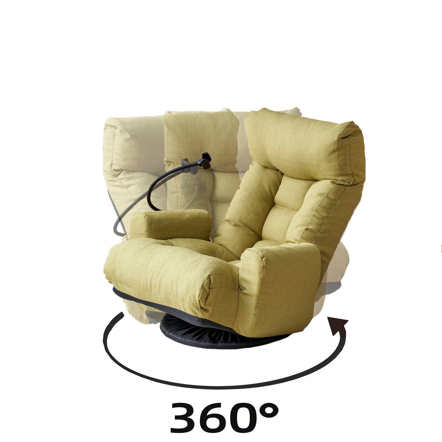 Adjustable Swivel Lounge Chair With 360 Degree Rotating Seat And Headrest Support Leisure Chair Deck Chair Game Chair For Living Room - Green