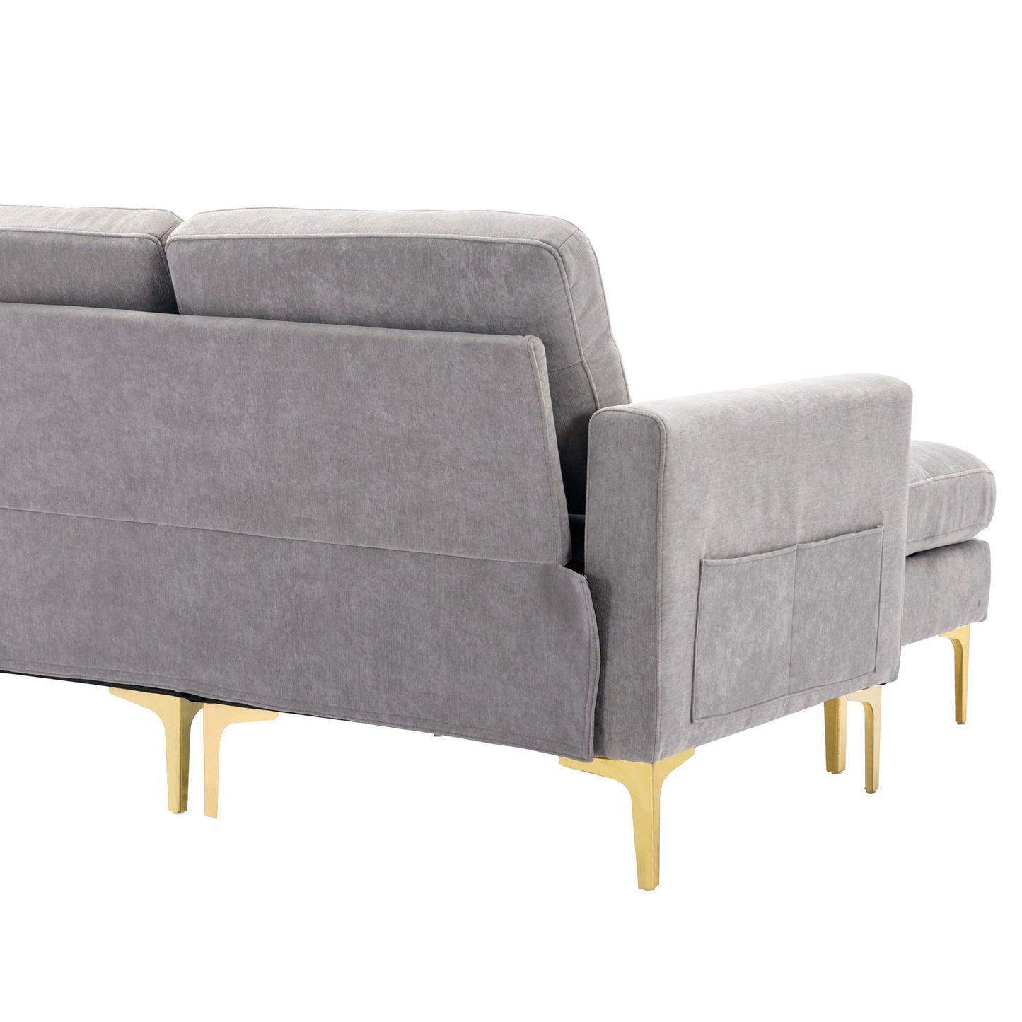 Convertible Sectional Sofa Couch With Movable Ottoman - Light Gray