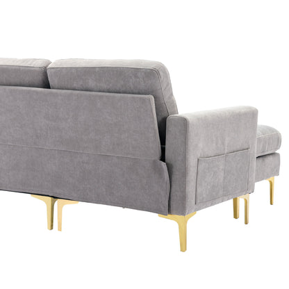 Convertible Sectional Sofa Couch With Movable Ottoman - Light Gray