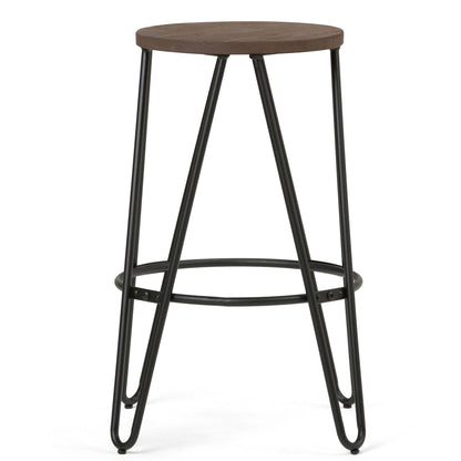 Simeon - Counter Height Stool With Wood Seat (Set of 2) - Cocoa Brown / Black