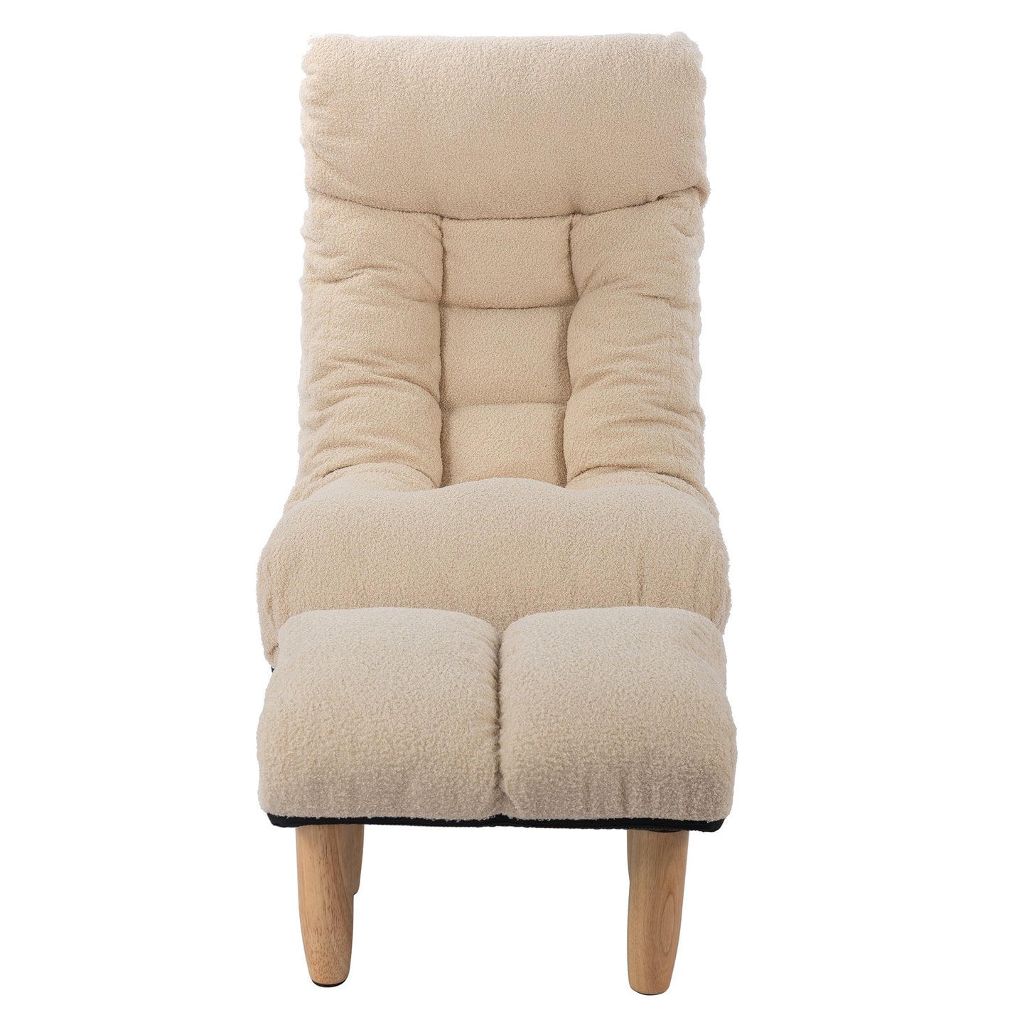 Japanese Style Single Reclining Sofa Chair With Adjustable Features Cotton For Balcony And Leisure - White