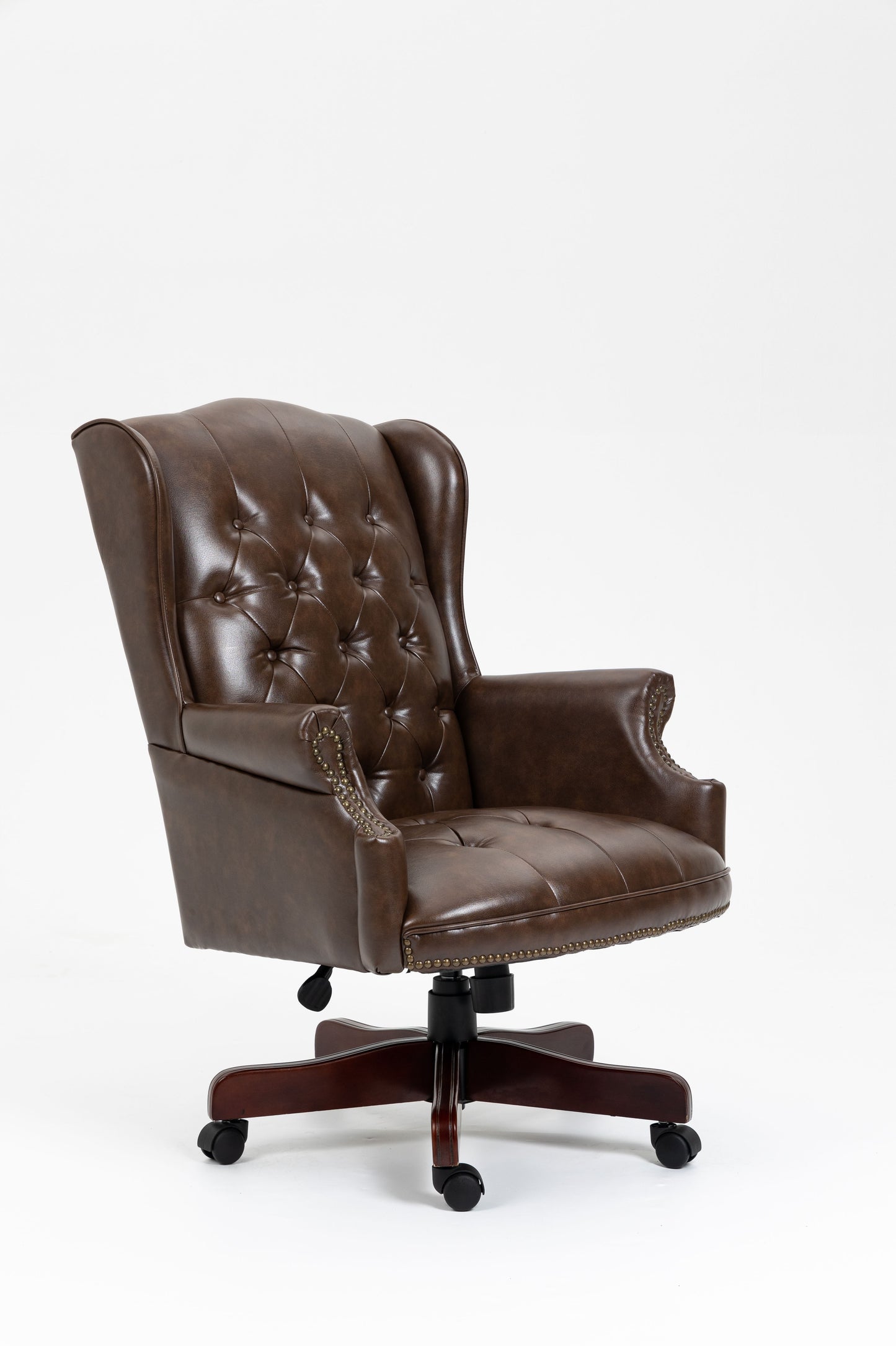 Executive Office Chair, High Back Reclining Comfortable Desk Chair With Smooth Glide Caster Wheels - Brown