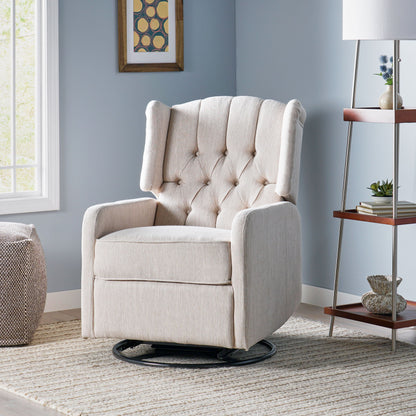 Classic Design, Manual Recliner Chair With 360 Degree Swivel - Beige