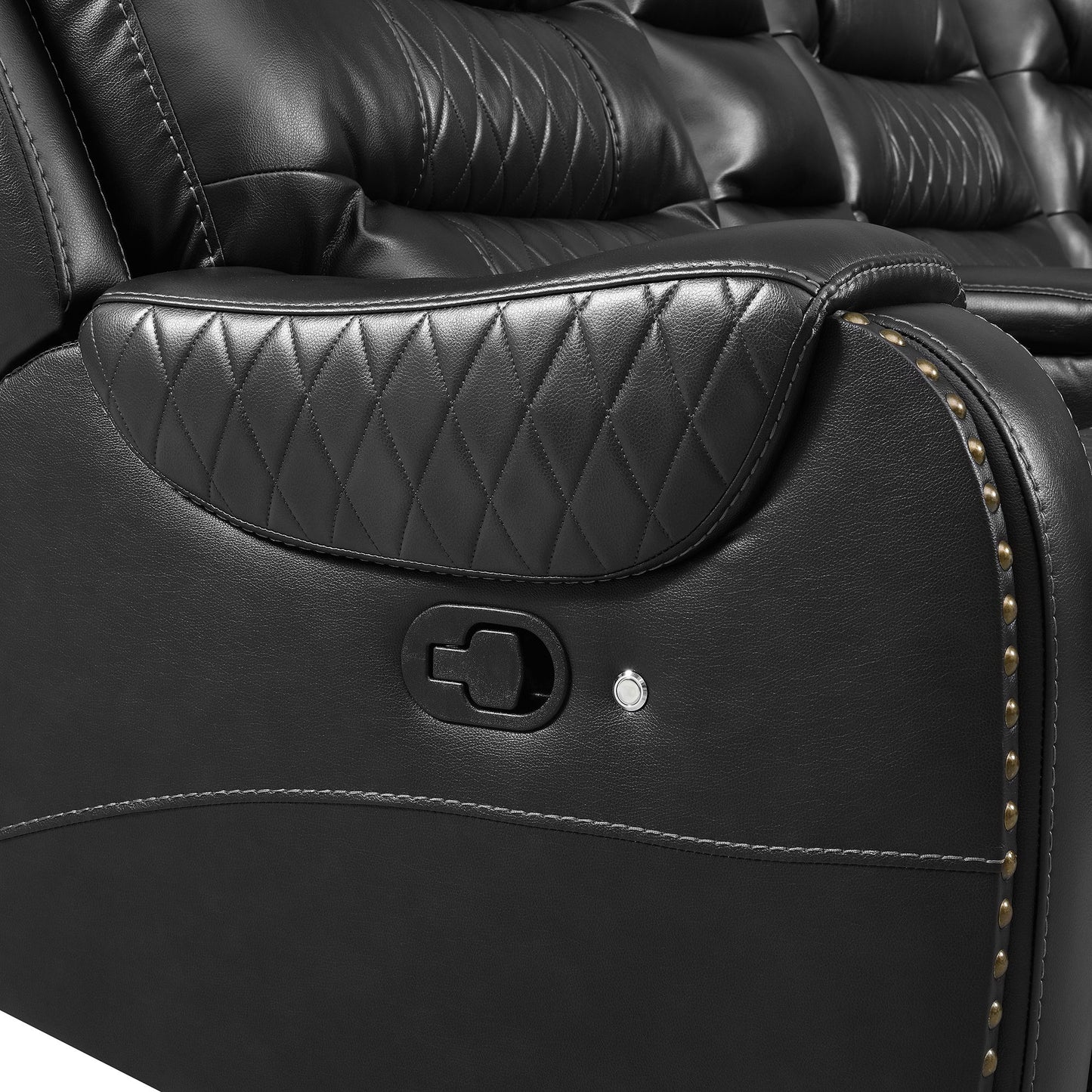 Manual Reclining Sectional Sofa Set L Shaped Symmetrical Motion Sofa Corner Couch Sets With Storage Boxes, 4 Cup Holders And LED Light Strip For Living Room - Black