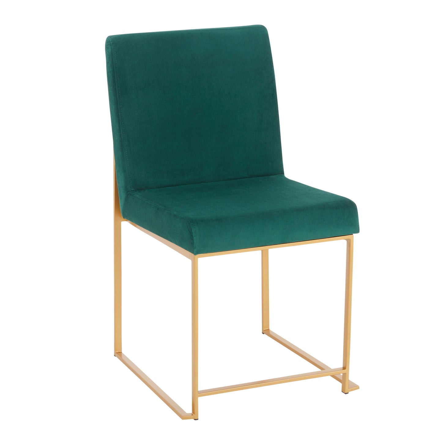 Fuji - Contemporary High Back Dining Chair (Set of 2) - Gold / Green